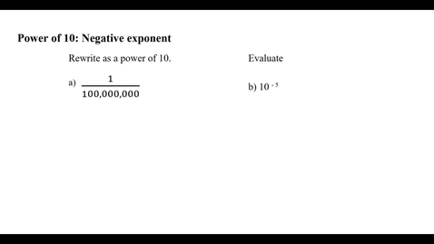 Thumbnail for Power of 10: Negative exponent