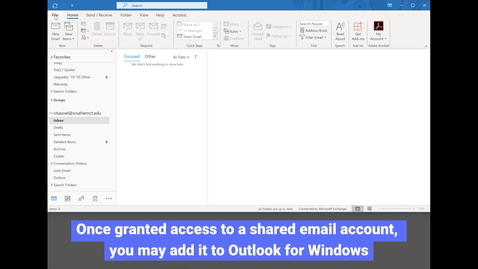 Thumbnail for Email: Shared Accounts - Adding in Outlook for Windows