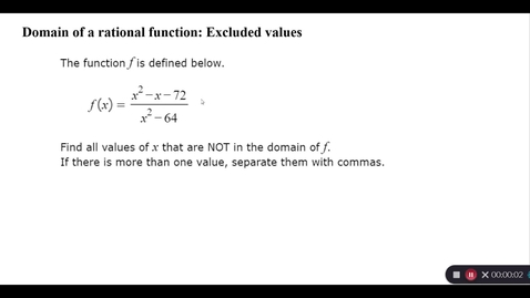 Thumbnail for Domain of a rational function: Excluded values