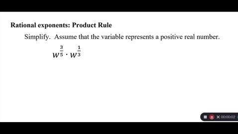 Thumbnail for Rational exponents: Product rule