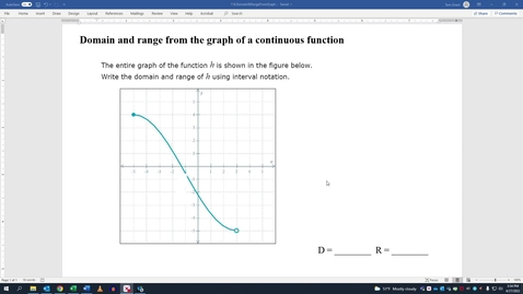 Thumbnail for Domain and range from the graph of a continuous function