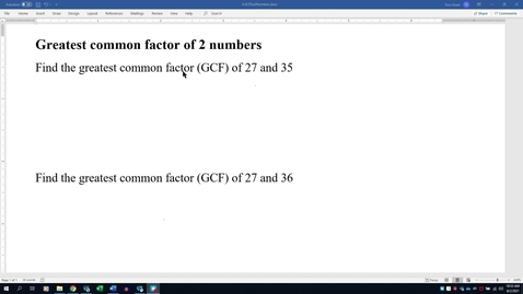 Thumbnail for entry Greatest common factor of 2 numbers