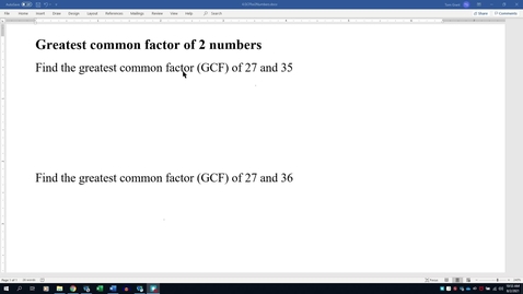 Thumbnail for Greatest common factor of 2 numbers