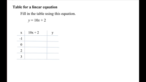 Thumbnail for entry Table for a linear equation