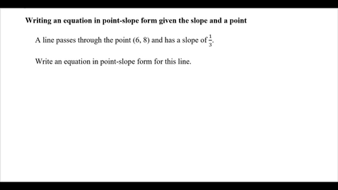 Thumbnail for Writing an equation in point-slope form given the slope and a point