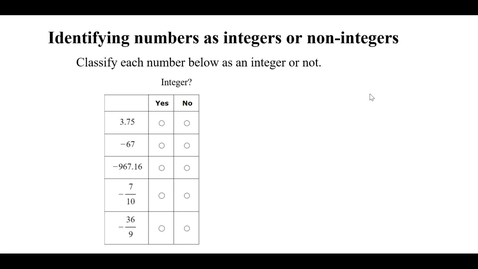 Thumbnail for entry Identifying numbers as  integers or non-integers