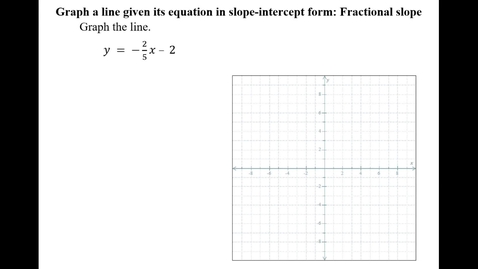 Thumbnail for entry Graph a line given its equation in slope-intercept form: Fractional slope