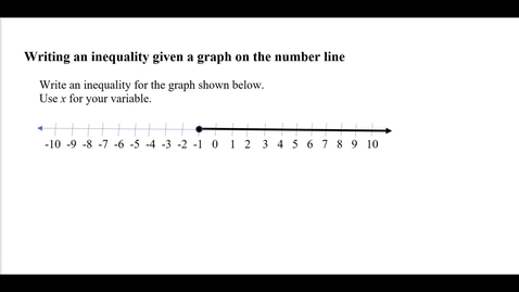 Thumbnail for Writing an inequality given a graph on the number line