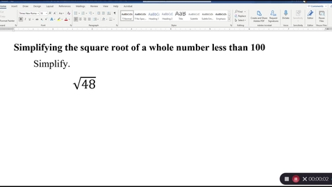 Thumbnail for entry Simplifying the square root of a whole number less than 100
