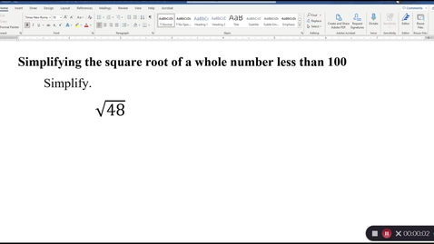 Thumbnail for Simplifying the square root of a whole number less than 100