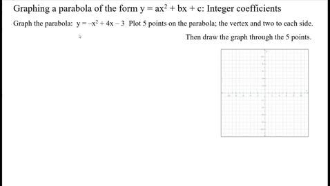 Thumbnail for Graphing a parabola of the form y =- ax^2 + bs + c: Integer coefficients