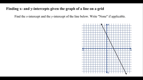 Thumbnail for Finding x- and y-intercepts given the graph of a line on a grid