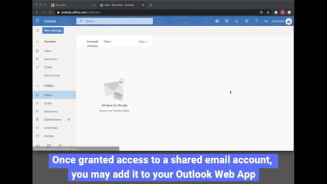 Thumbnail for Email: Shared Accounts - Adding in Outlook Web App (OWA)