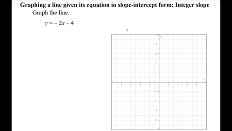 Thumbnail for Graphing a line given its equation in slope-intercept form: Integer slope