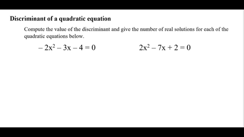 Thumbnail for Discriminant of a quadratic equation