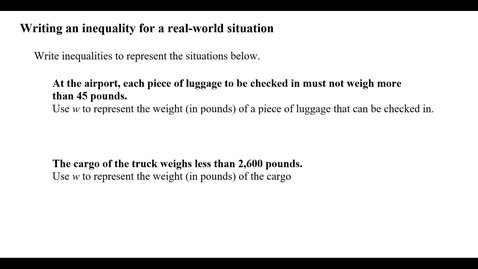 Thumbnail for entry Writing an inequality for a real-world situation