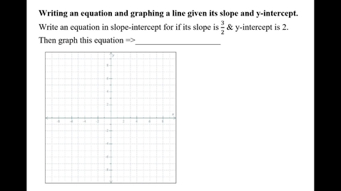 Thumbnail for entry Writing an equation and graphing a line given its slope and  y-intercept