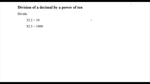 Thumbnail for Division of a decimal by a power of ten