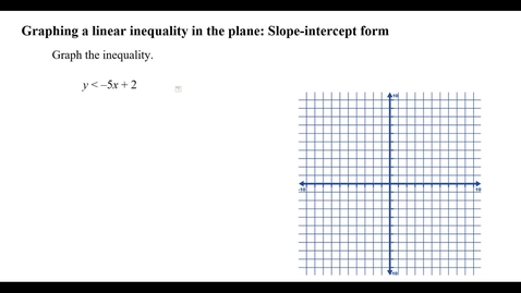Thumbnail for Graphing a linear inequality in the plane: Slope-intercept form