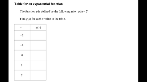 Thumbnail for entry Table for an exponential function