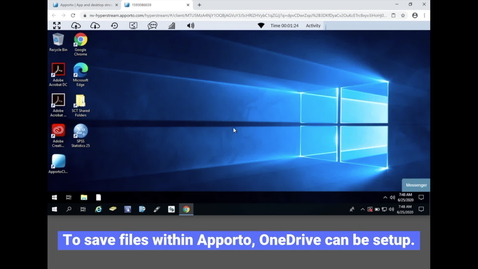 Thumbnail for entry Apporto Virtual Applications: OneDrive Setup