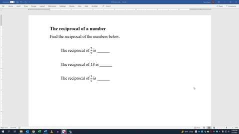 Thumbnail for The reciprocal of a number