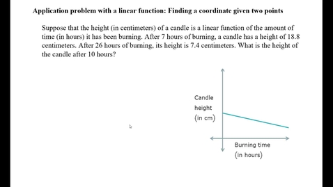 Thumbnail for Application problem with a linear function: Finding a coordinate given two points