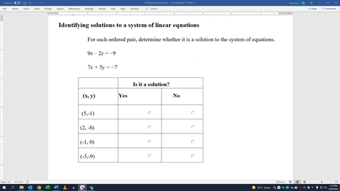 Thumbnail for entry Identifying solutions to a system of linear equations