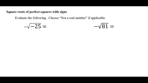 Thumbnail for entry Square roots of perfect squares with signs