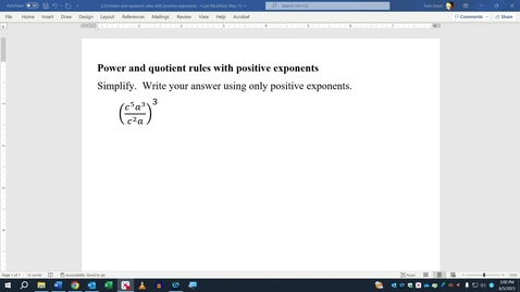 Thumbnail for Power and quotient rules with positive exponents