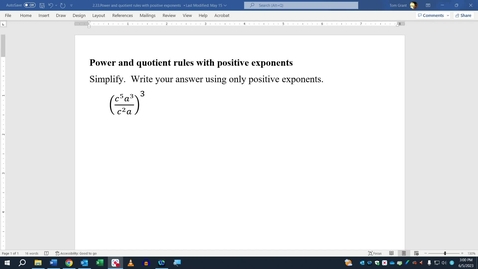 Thumbnail for entry Power and quotient rules with positive exponents