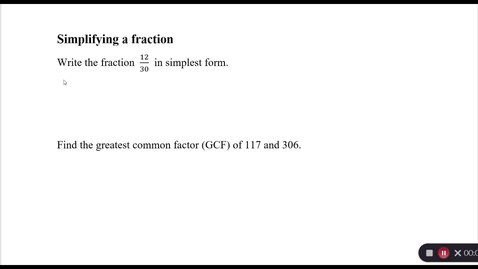 Thumbnail for entry Simplifying a Fraction