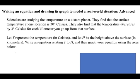 Thumbnail for entry Writing an equation and drawing its graph to model a real-world situation: Advanced