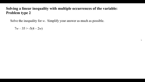 Thumbnail for Solving a linear inequality with multiple occurrences of the variable:  Problem type 2