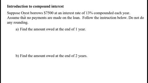 Thumbnail for Introduction to compound interest