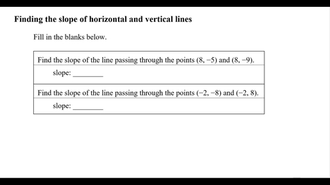 Thumbnail for entry Finding the slopes of horizontal and vertical lines