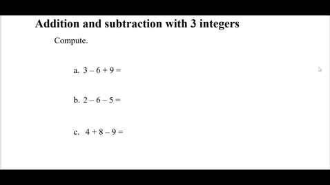 Thumbnail for entry Addition and subtraction with 3 integers