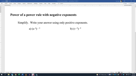 Thumbnail for Power of a power rule with negative exponents