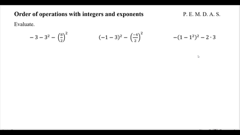 Thumbnail for Order of operations with integers and exponents