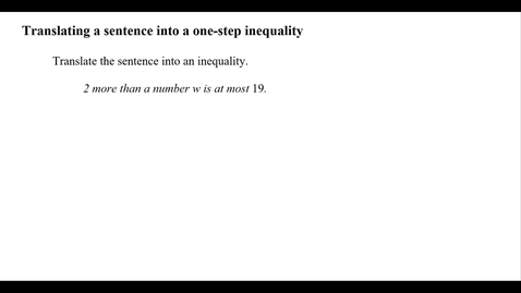 Thumbnail for entry Translating a sentence into a one-step inequality