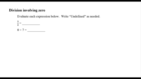 Thumbnail for entry Division involving zero
