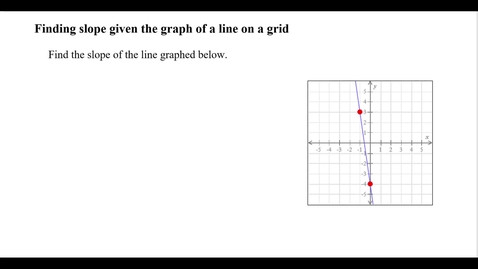 Thumbnail for entry Finding the slope given the graph of a line on a grid