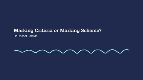 Thumbnail for entry Marking Criteria or Marking Scheme