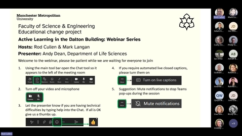 Thumbnail for entry Active Learning in the Dalton Building Andy Dean Dept of Natural Sciences (25th Jan 2024)