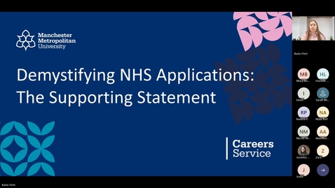 Thumbnail for NHS Applications and Personal Statement Session Recording