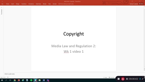 Thumbnail for Media Law &amp; Regulation 2: Wk 1 Copyright