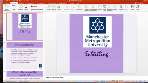 Thumbnail for Subtitling  (video tutorial in English)  by Alicia Sánchez Requena