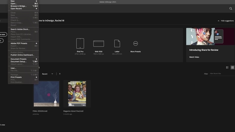 Thumbnail for Adobe Indesign setting up a workspace and document