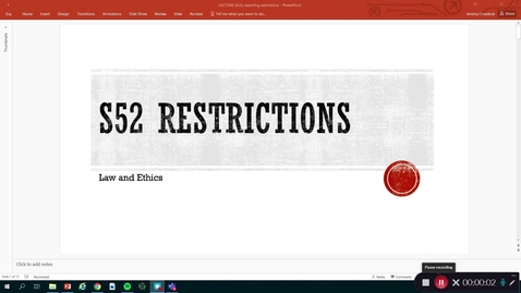 Thumbnail for Law and Ethics 1: S52a court reporting restrictions