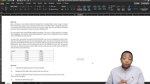 Thumbnail for Concept 22-Investment Appraisal in Excel